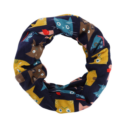 Reversible Cat-Ear Balaclava - Printed Slouch Beanie & Neck Gaiter Winter Combo