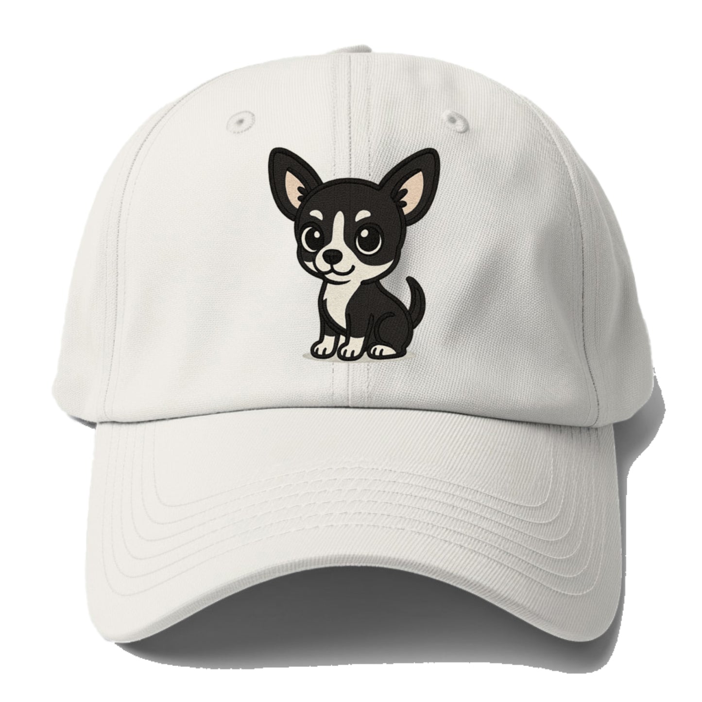 chihuahua black and white sitting pose portrait design Hat