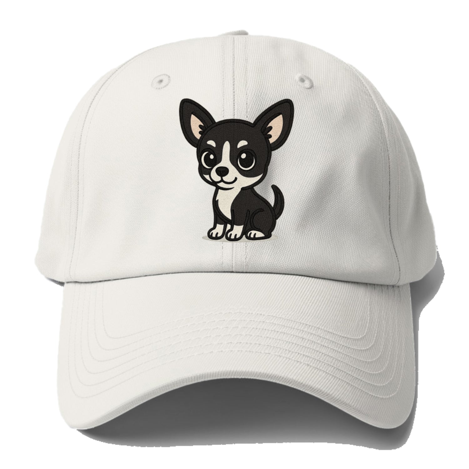 chihuahua black and white sitting pose portrait design Hat