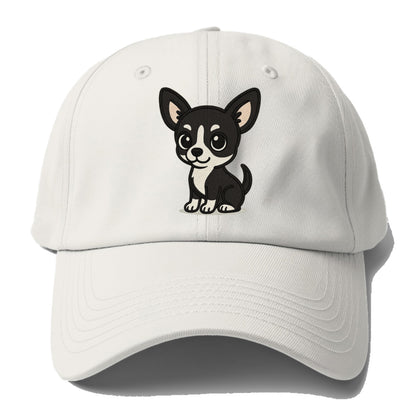 chihuahua black and white sitting pose portrait design Hat