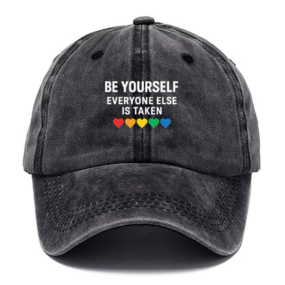 inspirational quote with rainbow hearts Hat