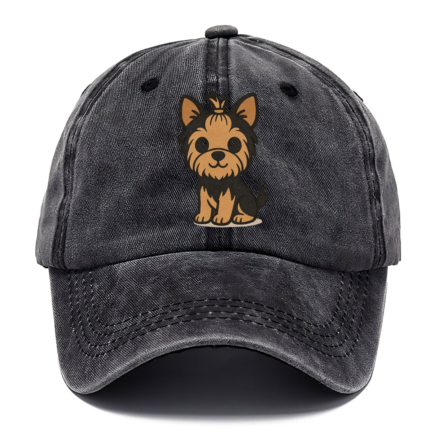 yorkshire terrier brown and black with top knot portrait design Hat