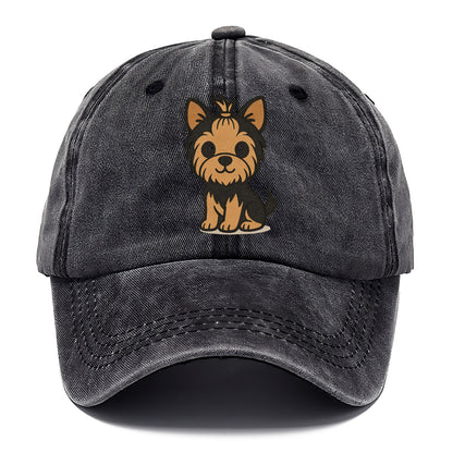 yorkshire terrier brown and black with top knot portrait design Hat