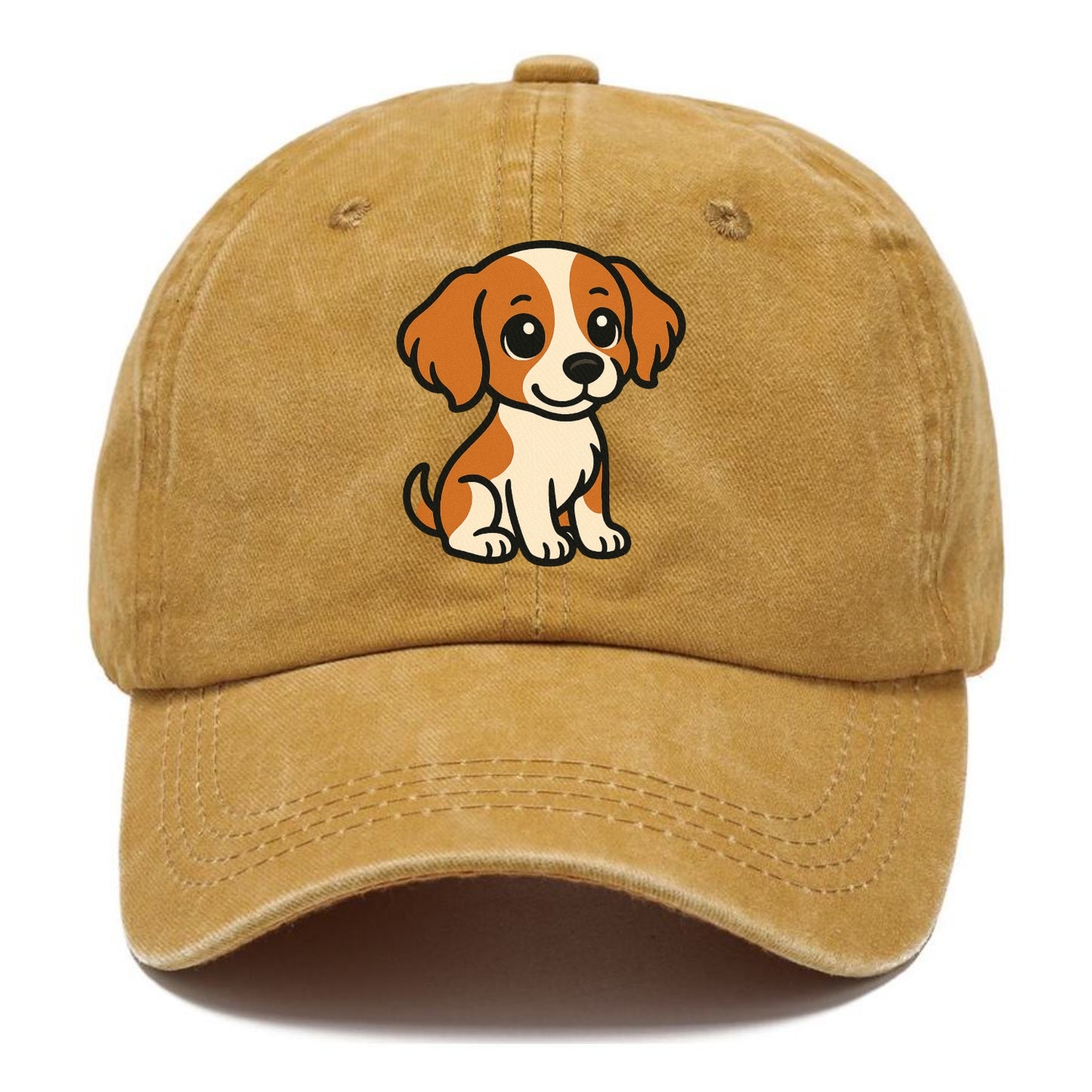 brittany spaniel orange and white sitting pose portrait design Hat