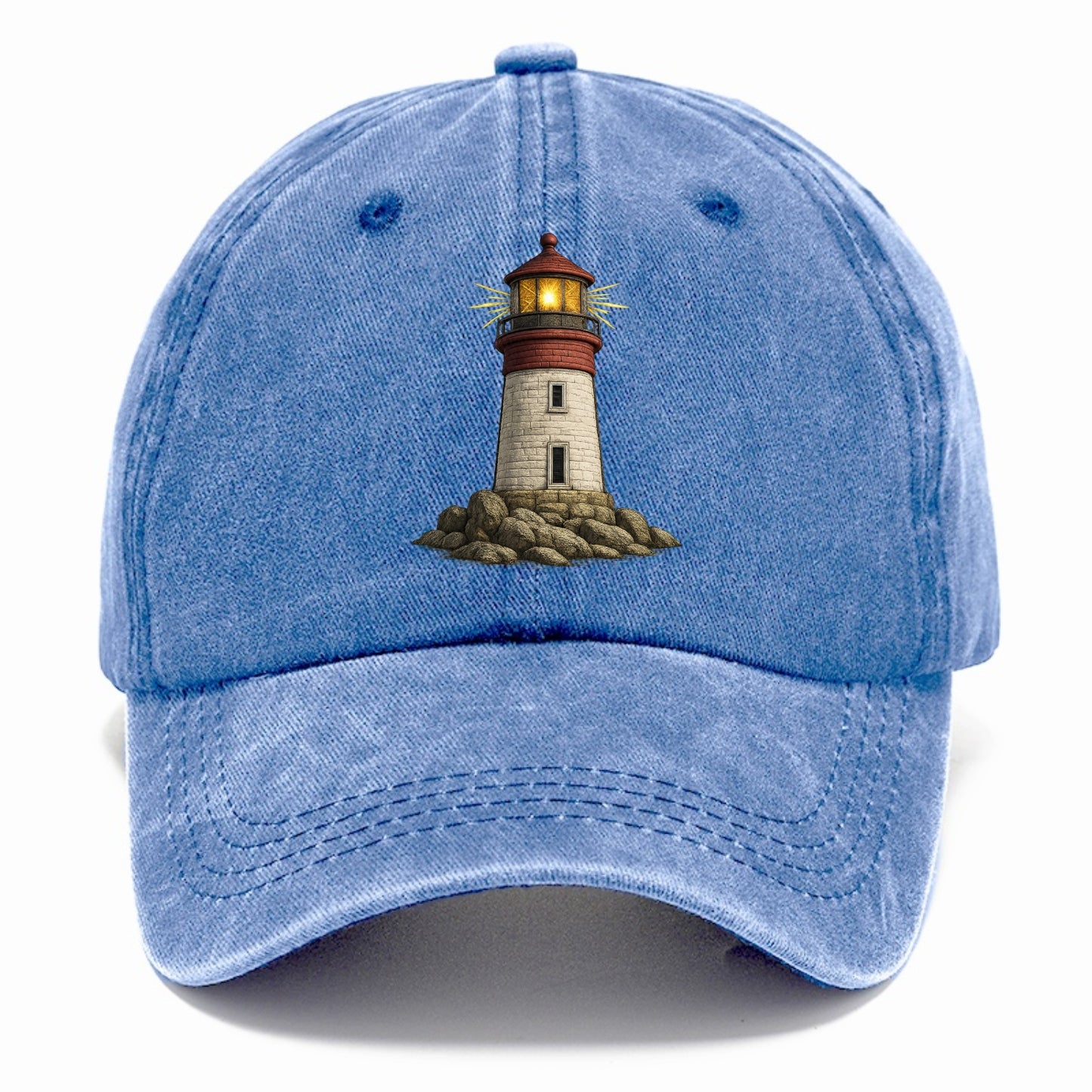 shining lighthouse on a rocky shore Hat