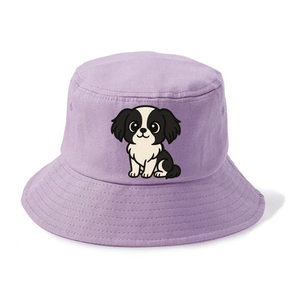 japanese chin black and white sitting pose portrait design Hat