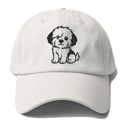old english sheepdog black and white fluffy sitting pose portrait design Hat