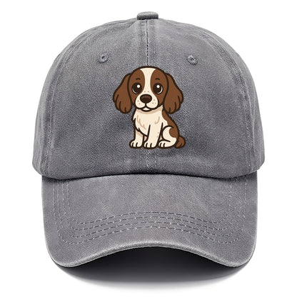 english springer spaniel liver and white sitting pose portrait design Hat