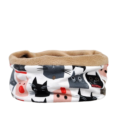 Reversible Cat-Ear Balaclava - Printed Slouch Beanie & Neck Gaiter Winter Combo