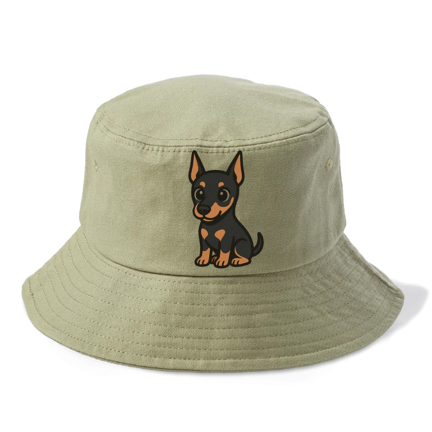 doberman black and tan sitting pose with cropped ears portrait design Hat