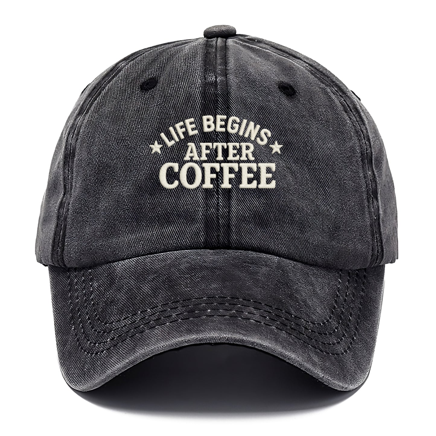 coffee themed quote with decorative stars Hat