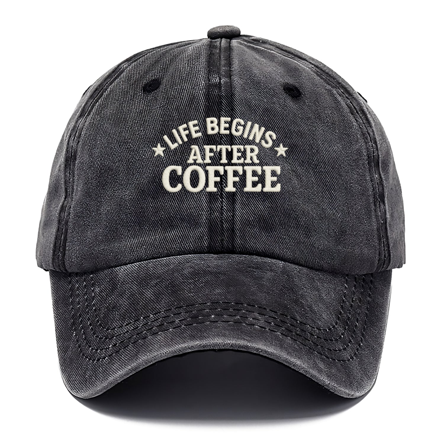 coffee themed quote with decorative stars Hat