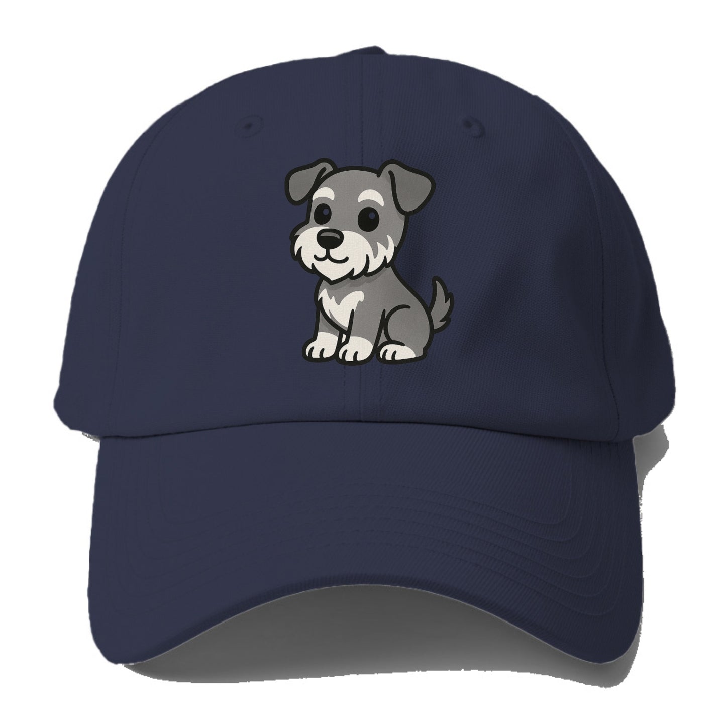 schnoodle gray and white sitting pose portrait design Hat