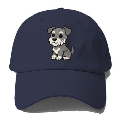 schnoodle gray and white sitting pose portrait design Hat