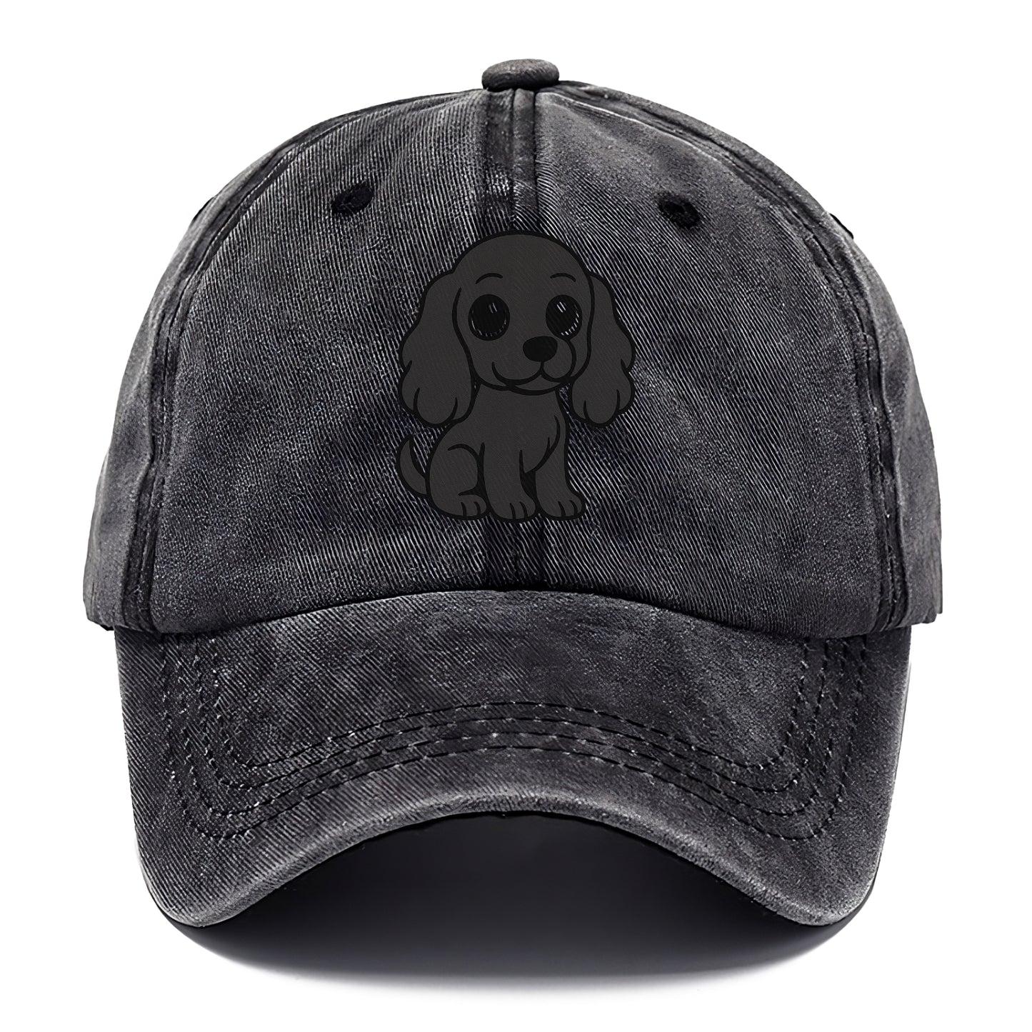 cocker spaniel black sitting pose with long ears portrait design Hat