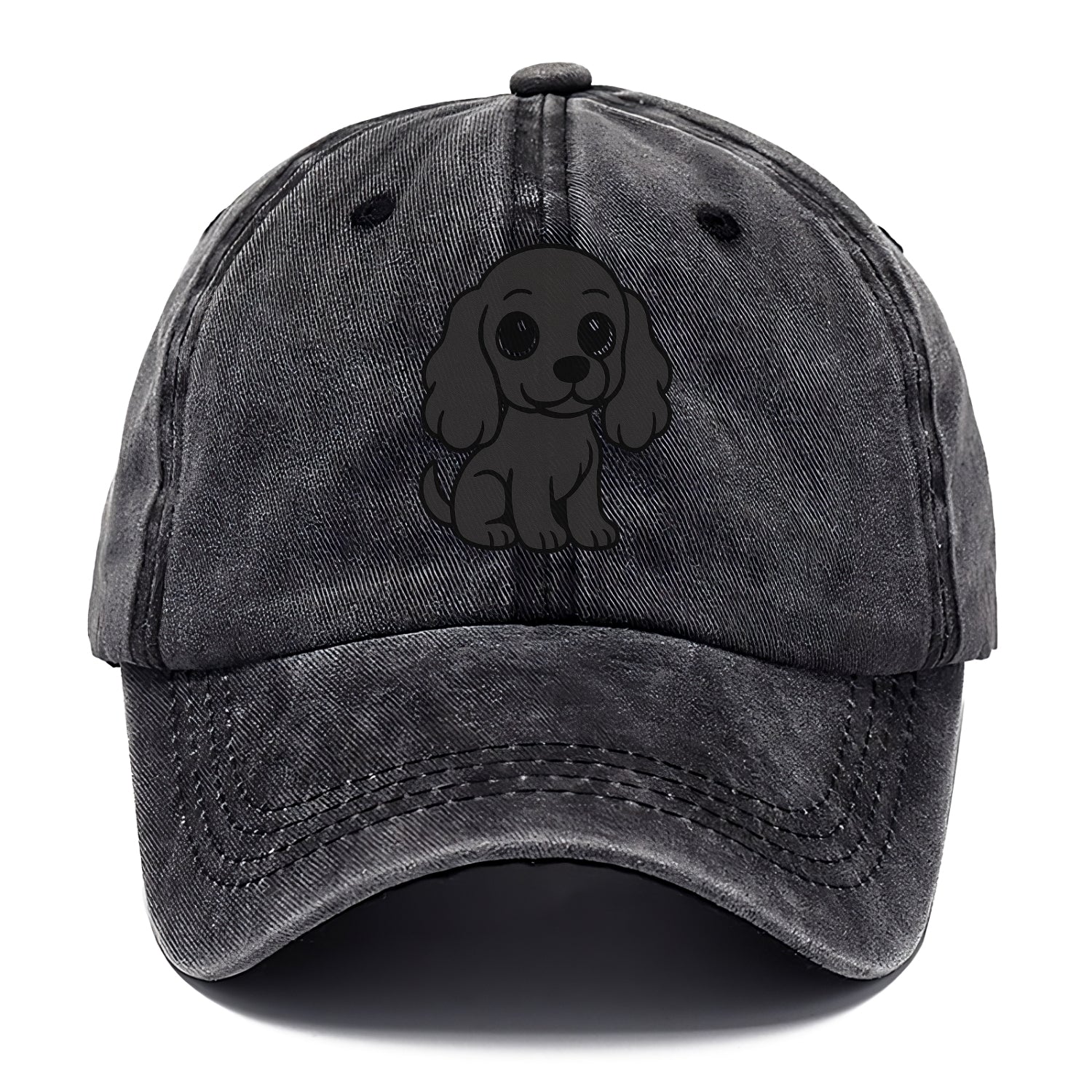 cocker spaniel black sitting pose with long ears portrait design Hat