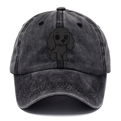 cocker spaniel black sitting pose with long ears portrait design Hat