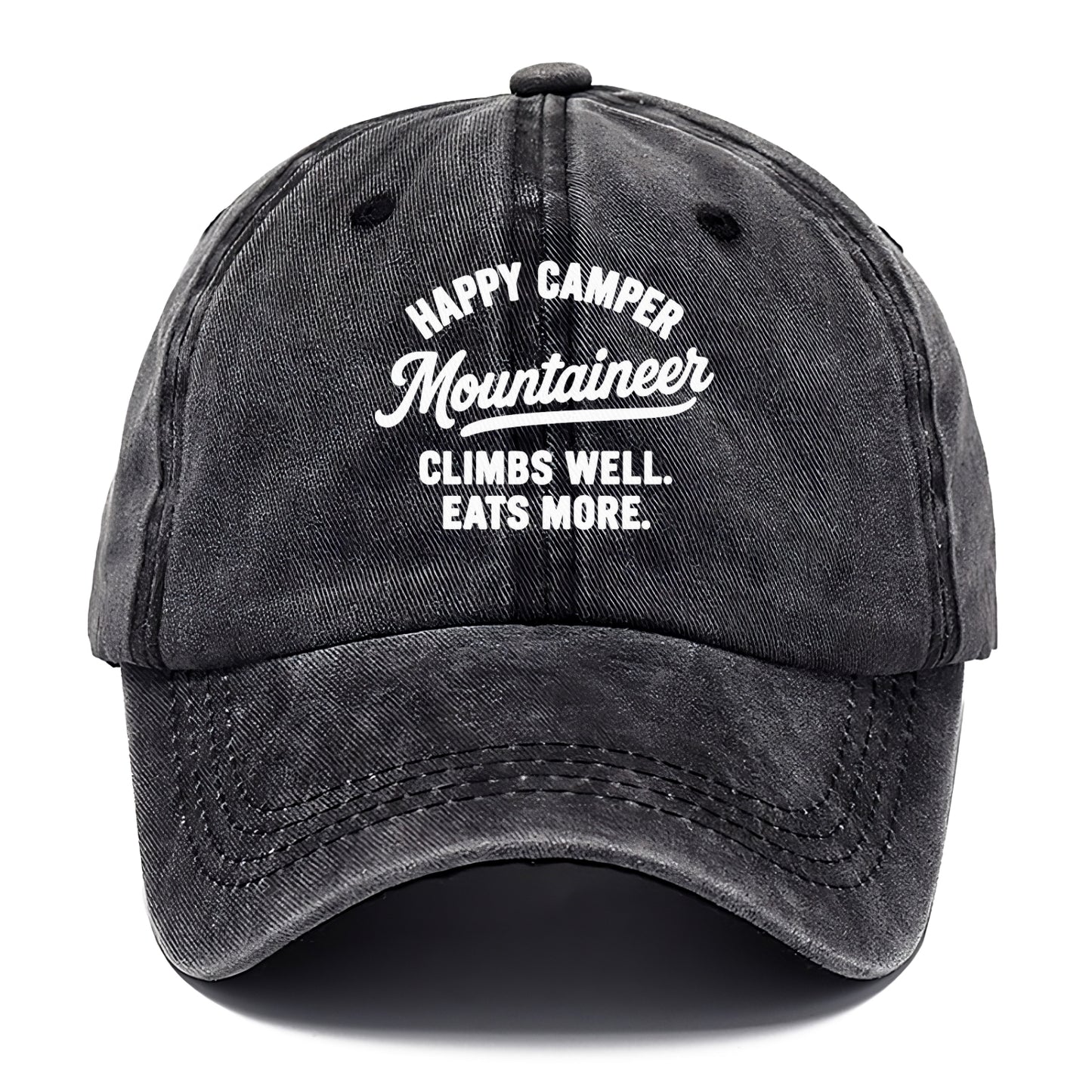 happy camper mountaineer climbing eating Hat