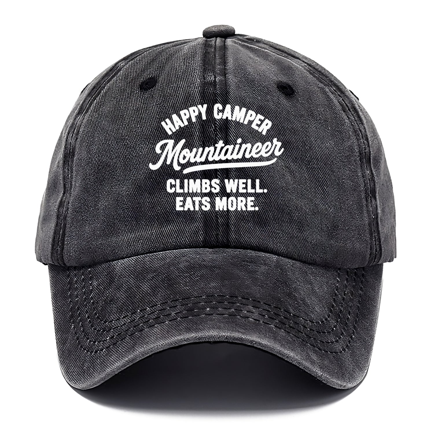 happy camper mountaineer climbing eating Hat