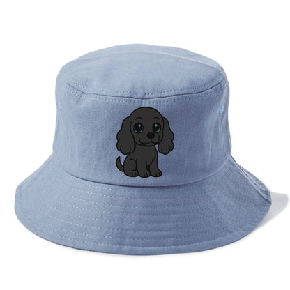 cocker spaniel black sitting pose with long ears portrait design Hat