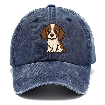 english springer spaniel liver and white sitting pose portrait design Hat