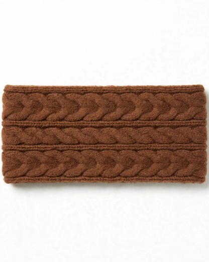 Merino Wool Knit Headband - Wide Braided Ear Warmer