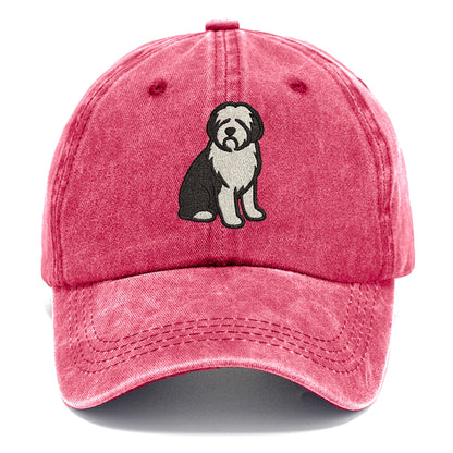 Old English Sheepdog Black And White Pose Hat