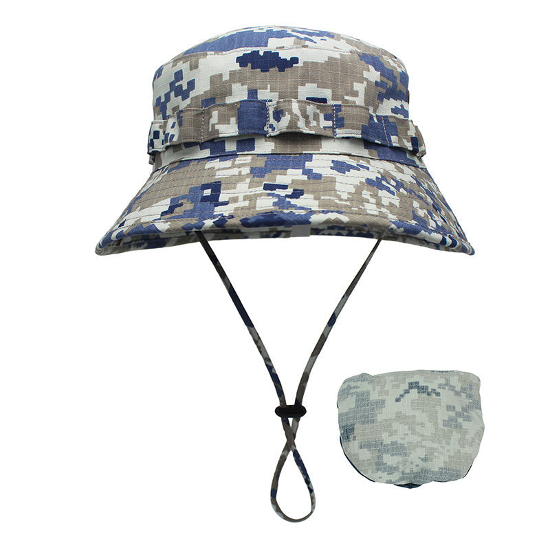 Sombrero de cubo de camuflaje para hombre, sombrero de ala ancha con protección solar, sombrero de pescador de simulación de jungla, sombrero de Montañismo para pesca al aire libre