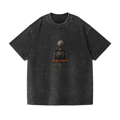 Steam Engine Textured Train Illustration Vintage T-shirt