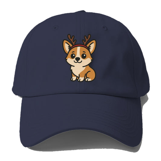 corgi wearing reindeer antlers christmas theme portrait design Hat