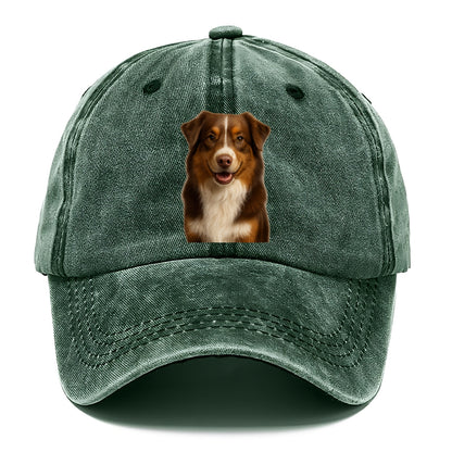 red tri australian shepherd portrait design Hat