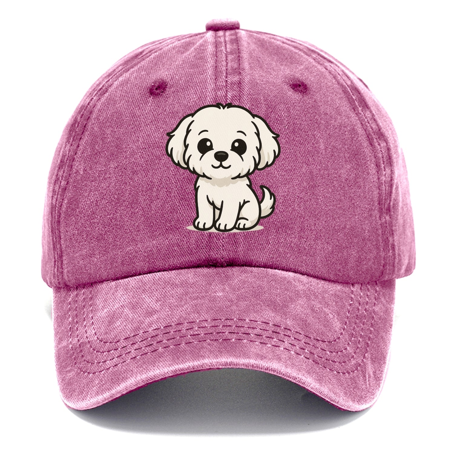 maltese pure white fluffy sitting pose portrait design Hat