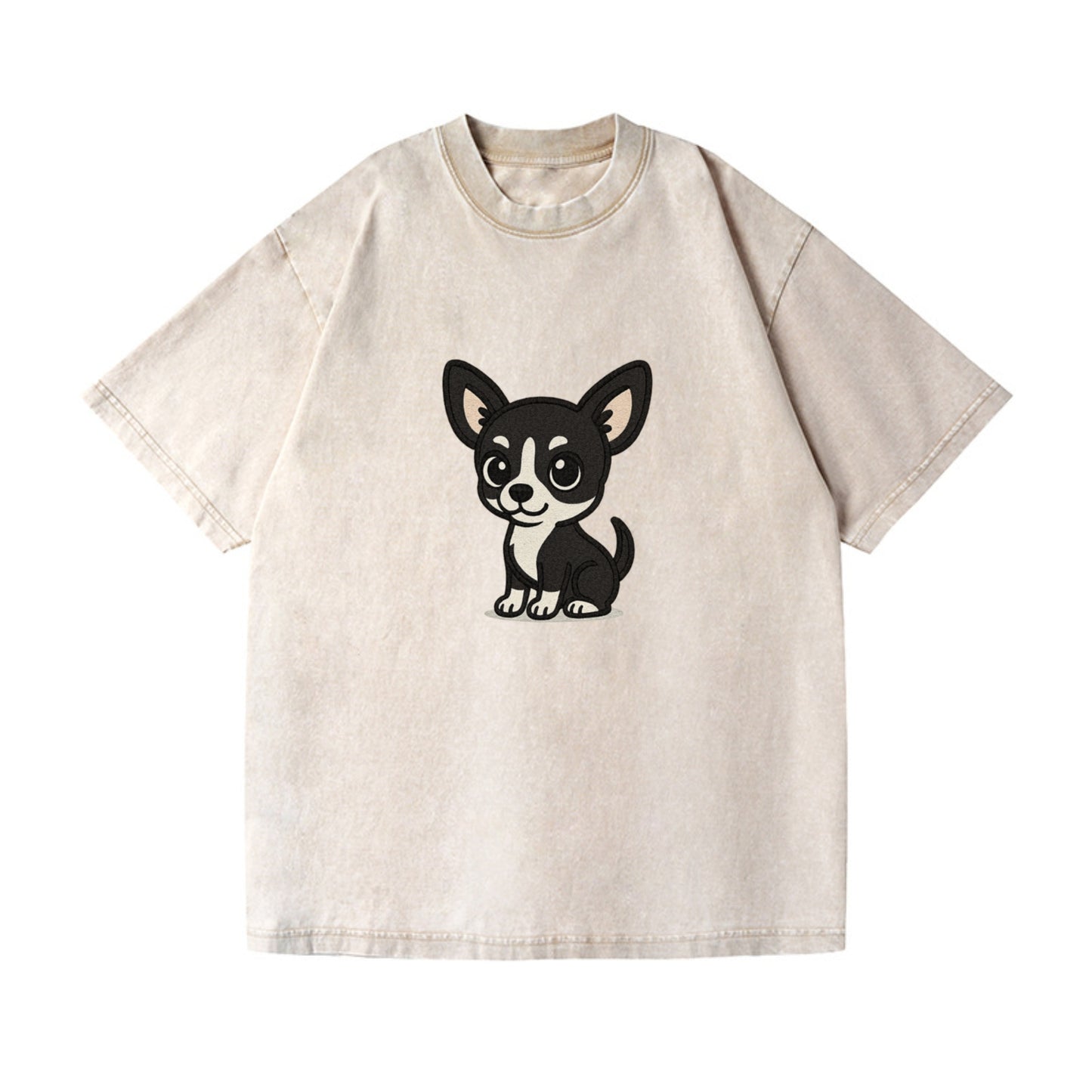 chihuahua black and white sitting pose portrait design Hat