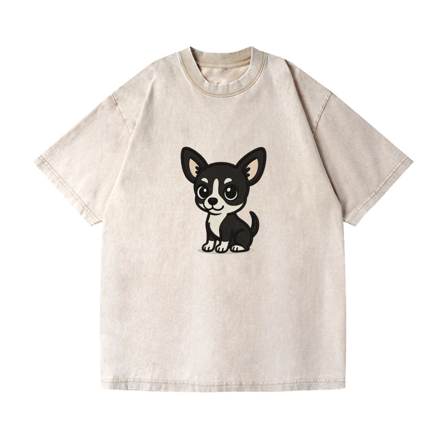 chihuahua black and white sitting pose portrait design Hat