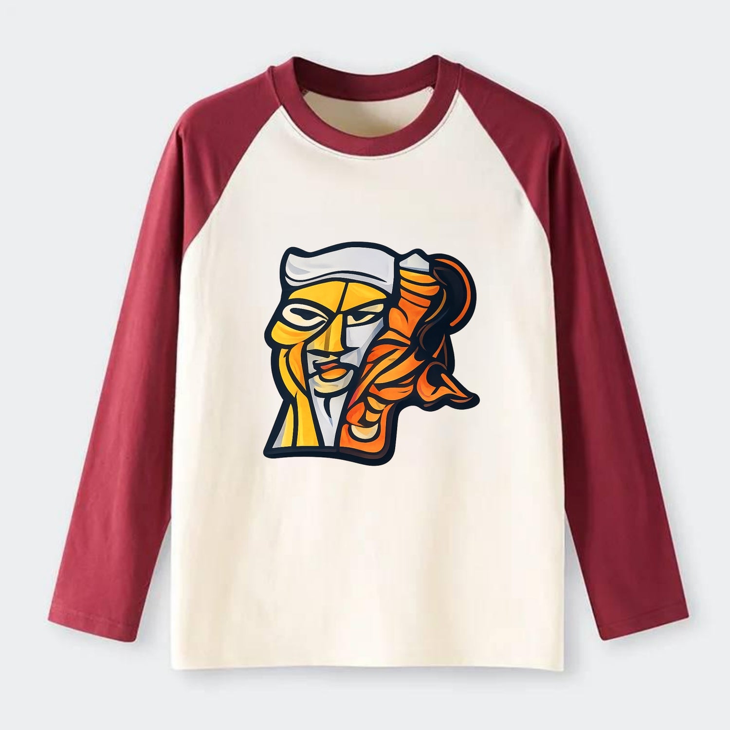 Axis Face - Raglan Long Sleeve T-Shirt