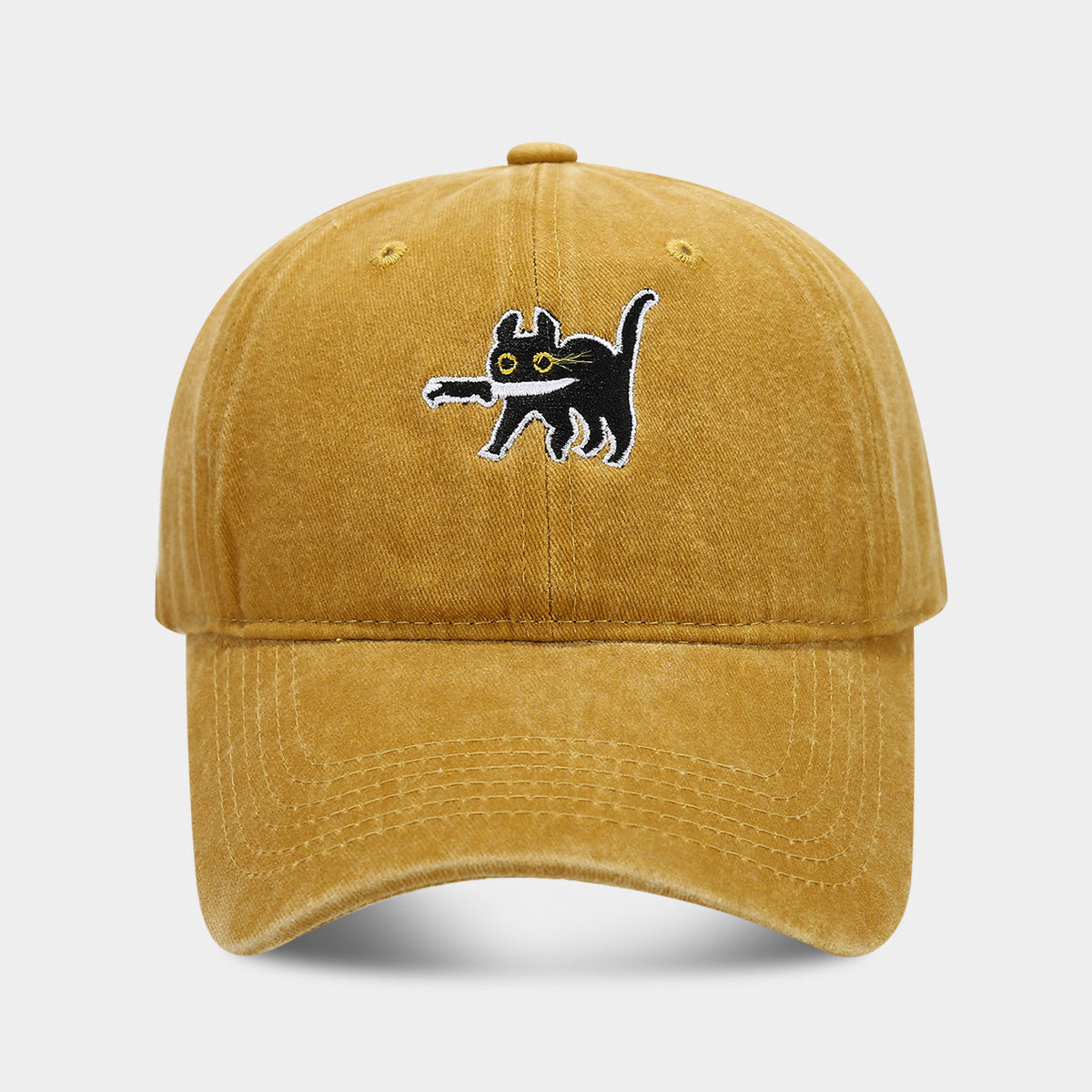 Assassin Kitten Baseball Cap | Vintage Washed Cotton Sun Hat