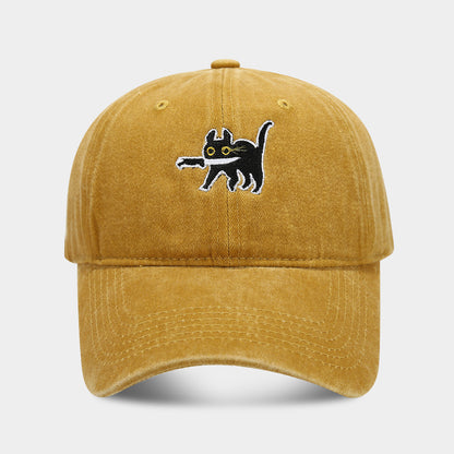 Assassin Kitten Baseball Cap | Vintage Washed Cotton Sun Hat