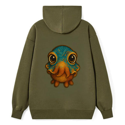 Baby Cuttlefish - color-changing skin, W-shaped pupil, front-facing, - Classic Pullover Hoodie - ArmyGreen
