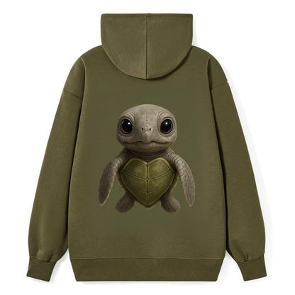 Baby Olive Ridley Turtle - olive green shell, heart-shaped carapace, - Classic Pullover Hoodie - ArmyGreen