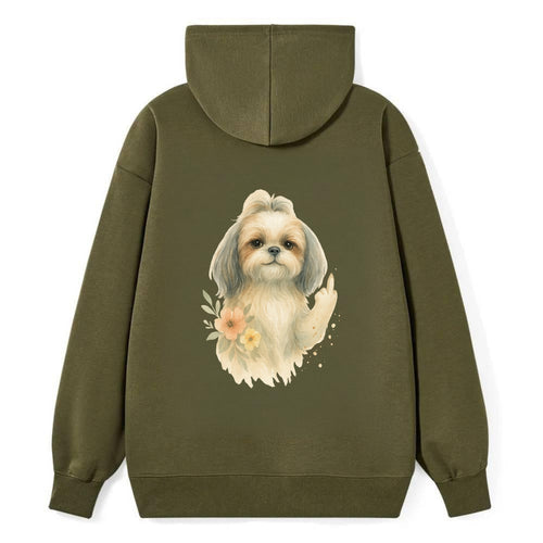 Shih Tzu with long flowing silky hair, tiny paw showing attitude - Classic Pullover Hoodie