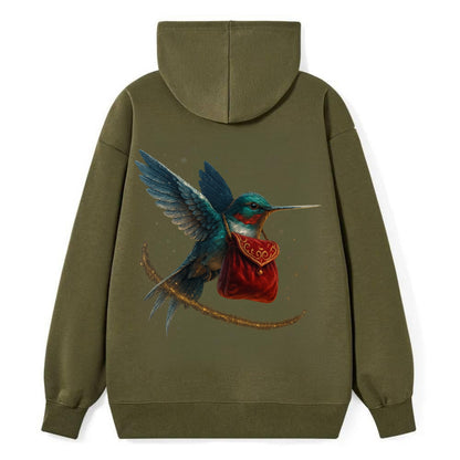 Frostbite Hummingbird Courier  - Classic Pullover Hoodie - ArmyGreen