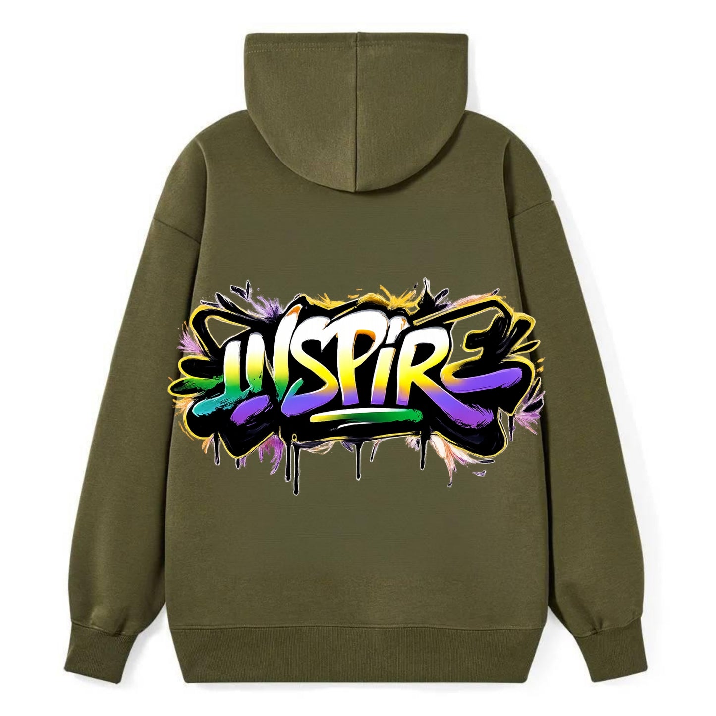 Bold typography design - "INSPIRE" - motivating others, being the spark - Classic Pullover Hoodie - ArmyGreen