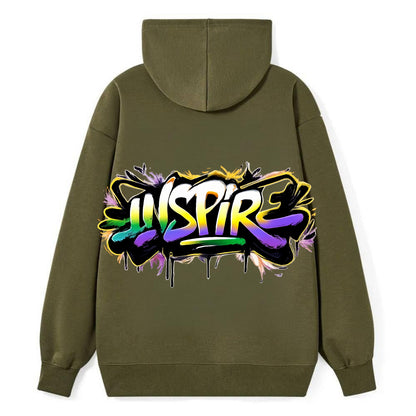 Bold typography design - "INSPIRE" - motivating others, being the spark - Classic Pullover Hoodie - ArmyGreen