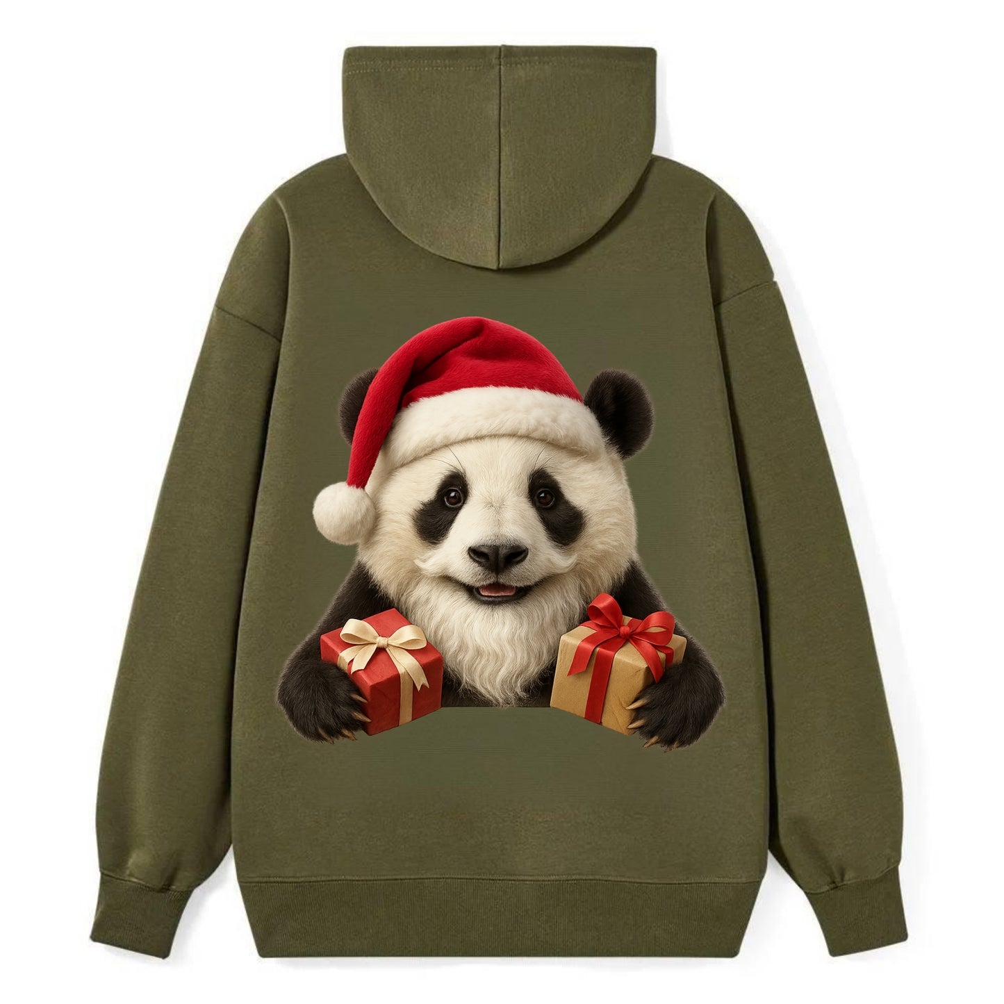 Santa Panda  - Classic Pullover Hoodie - ArmyGreen