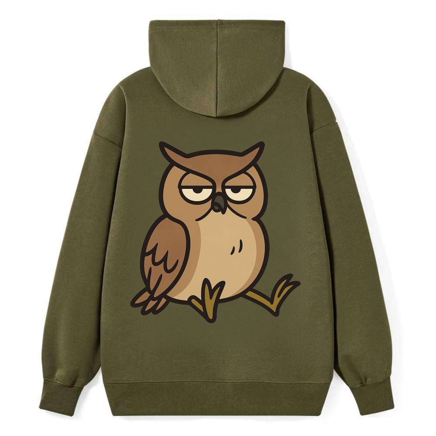 The Owl Judging Silently - Classic Pullover Hoodie - ArmyGreen