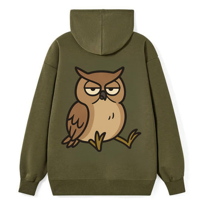 The Owl Judging Silently - Classic Pullover Hoodie - ArmyGreen