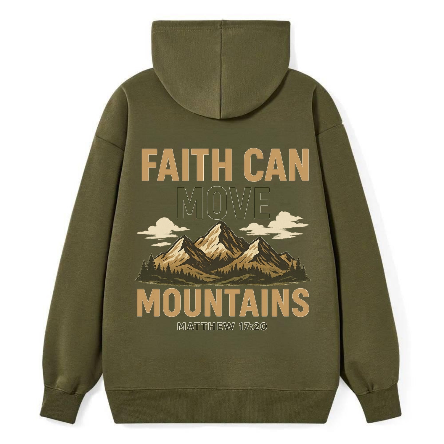 Matthew 17:20 Mountains - Classic Pullover Hoodie - ArmyGreen
