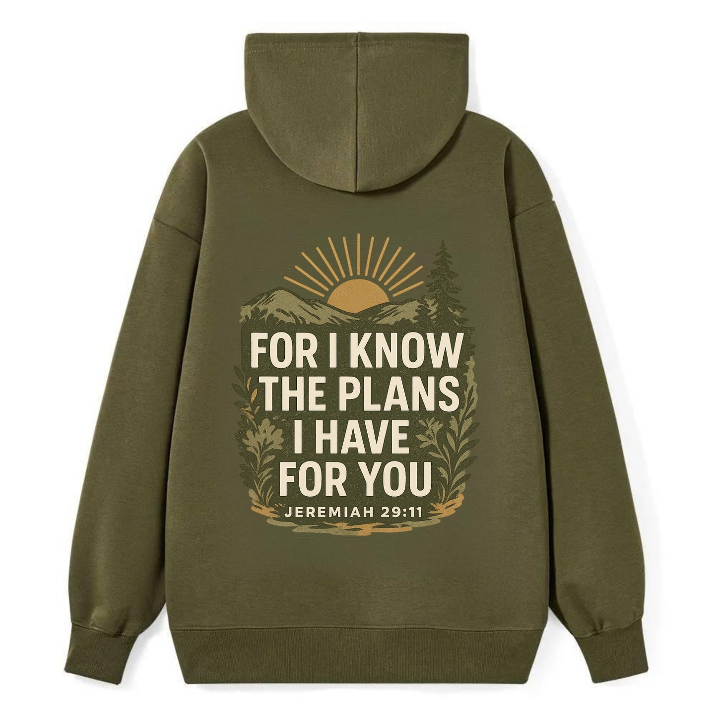 Jeremiah 29:11 Sunrise - Classic Pullover Hoodie - ArmyGreen