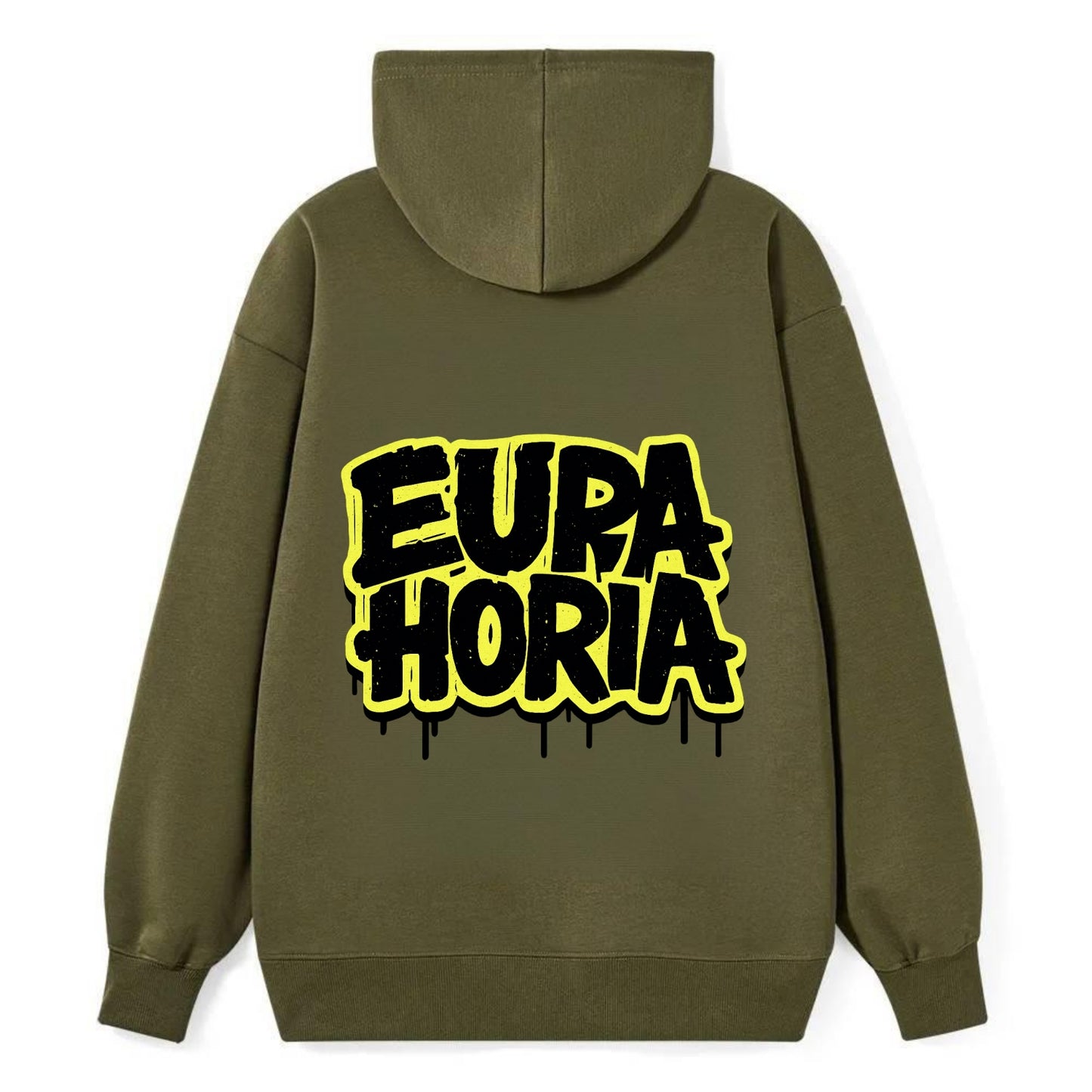 Bold typography design - "EUPHORIA" - intense happiness, ecstasy - Classic Pullover Hoodie - ArmyGreen