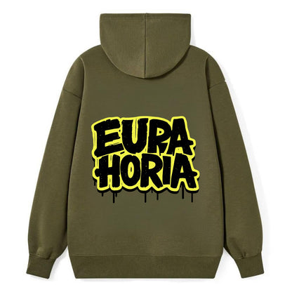 Bold typography design - "EUPHORIA" - intense happiness, ecstasy - Classic Pullover Hoodie - ArmyGreen